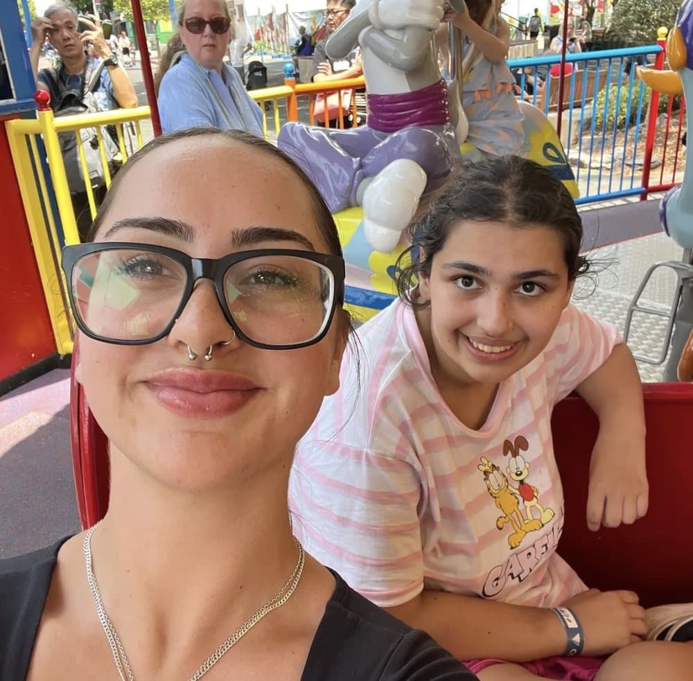 Chloe with a participant on a ride together