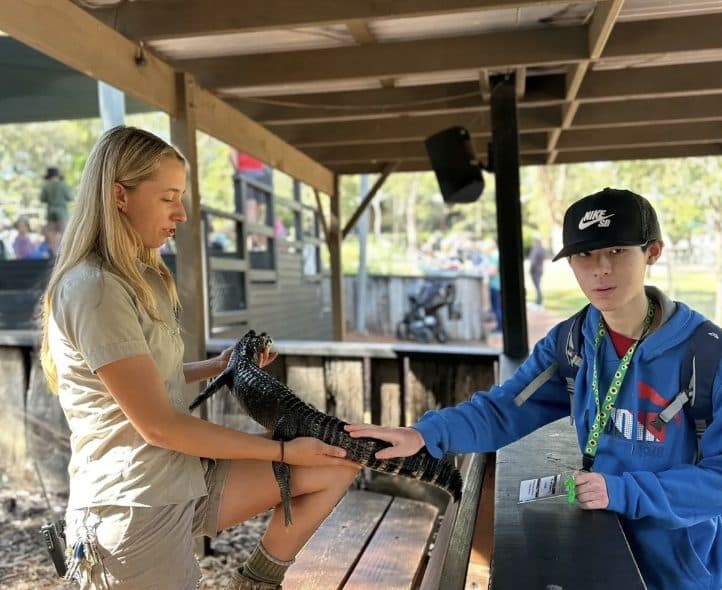 Meeting a reptile at a wildlife park